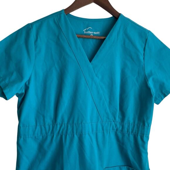 Butter Soft Women Scrub Top S Teal Medical Uniform Nurse‎ Workwear Dental Casual - Picture 9 of 10